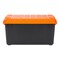 IRIS USA 21 Gallon Heavy-Duty Plastic Storage Bins, Store-It-All Container Totes with Durable Lid and Secure Latching Buckles, Black/Orange, 3 Pack